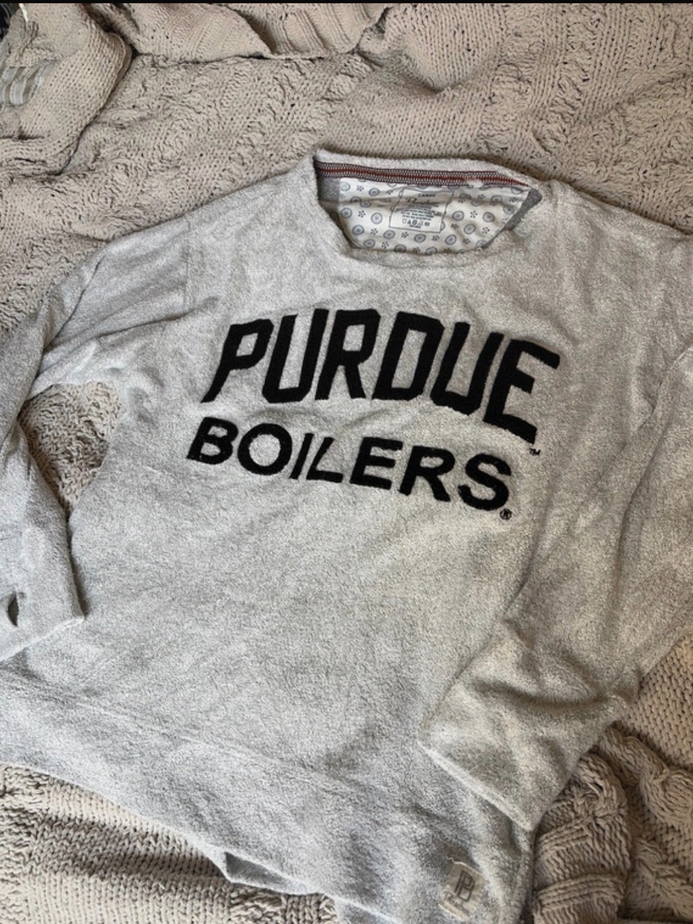 Gray Purdue Boilers Crewneck Sweater